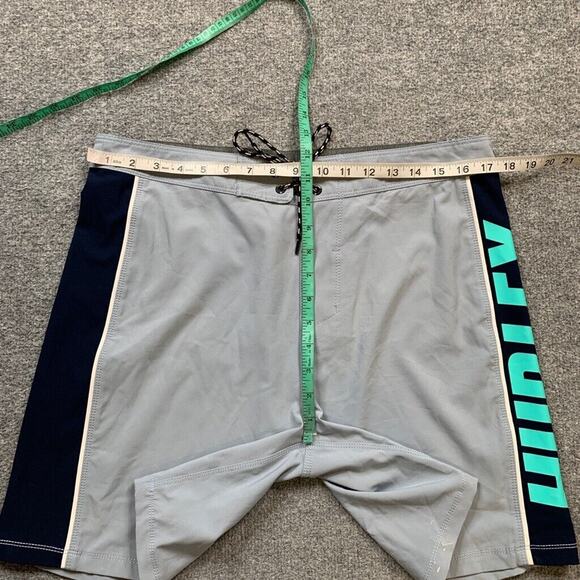 Hurley Board Shorts Mens 32 Dresden Blue Navy Drawstring Beach Swim Surf - Picture 3 of 11